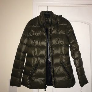 Olive green puffer coat